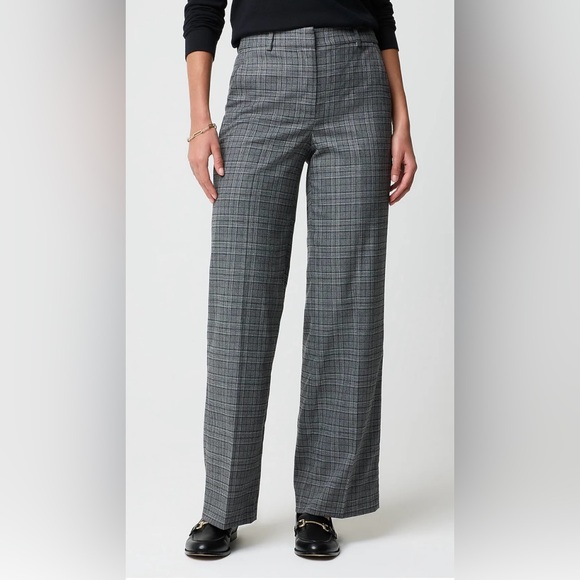 J.Crew NWOT Remy plaid full-length high-rise wide-leg pant